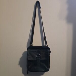 Fossil Bag Crossbody Organizer Purse Women Small Black Leather Multi-Pocket